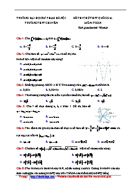Đề thi thử THPT Quốc gia môn Toán - Đại học Sư phạm Hà Nội (Có đáp án)
